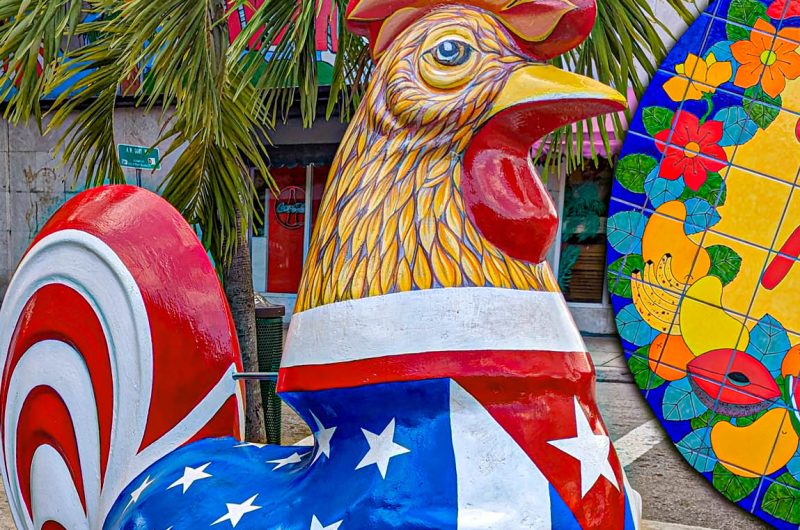 Galli cubani in Calle Ocho a Little Havana (Miami). Foto sul blog di viaggi dedicato al pop-culture tourism "Nerd in Spalla: viaggiatori poco seri"
