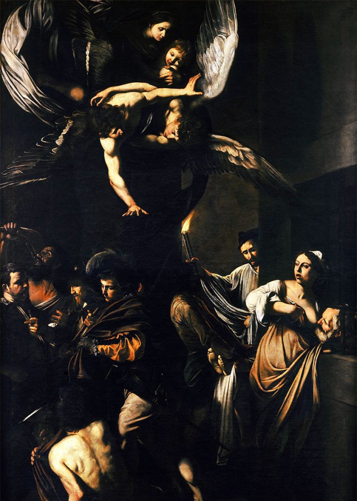 "Sette opere di misericordia" di Caravaggio (Michelangelo Merisi). Foto sul blog di viaggi "Nerd in Spalla: viaggiatori poco seri" dedicato al pop culture tourism