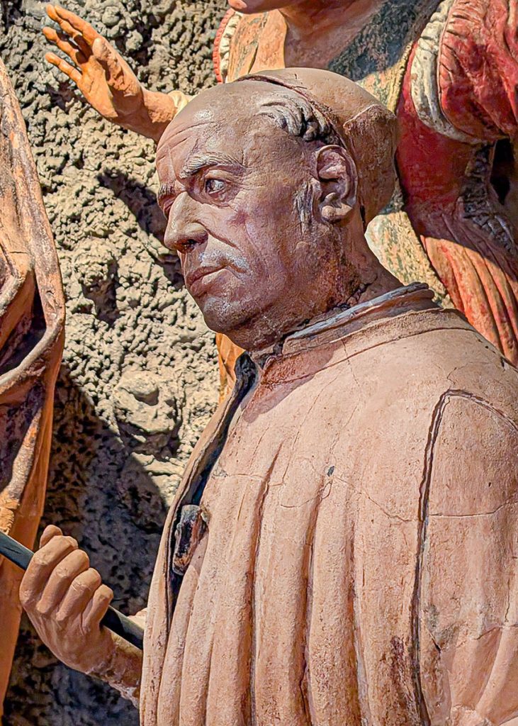 Dettaglio del Compiano su Cristo Morto di Guido Mazzoni a Santa Maria degli Angeli a Busseto (PR). Foto sul blog di viaggi "Nerd in Spalla: viaggiatori poco seri".