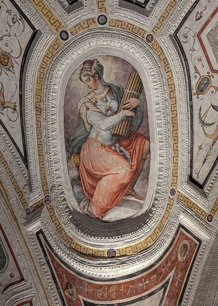 Sagrestia affrescata da Giorgio Vasari (nel dettaglio "La Concordia") a Sant'Anna dei Lombardi a Napoli. Foto sul blog di viaggi "Nerd in Spalla: viaggiatori poco seri".